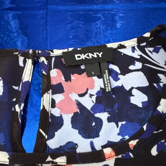 DKNY Black Multicolor Sheer Floral Blouse - Picture 9 of 10
